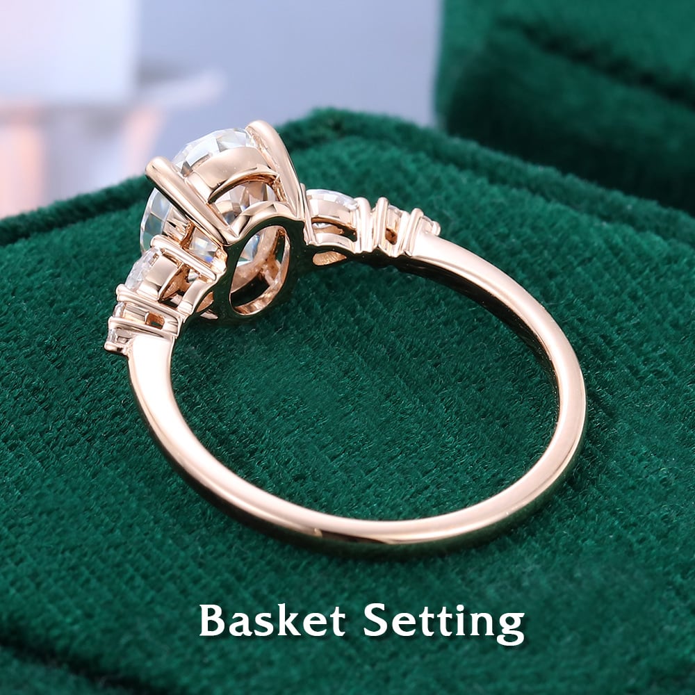 1.5 Carat Oval Cut Moissanite Engagement Ring Diamond Accents Promise Ring