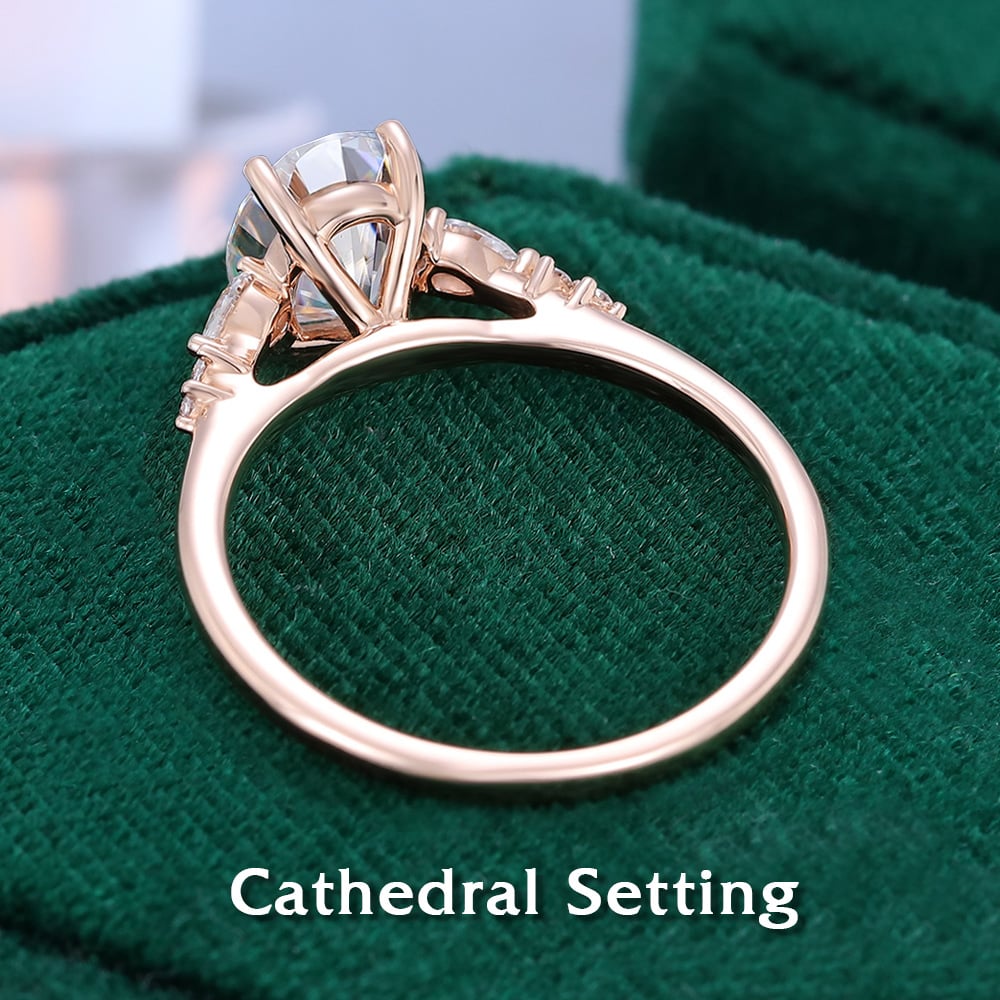 1.5 Carat Oval Cut Moissanite Engagement Ring Diamond Accents Promise Ring