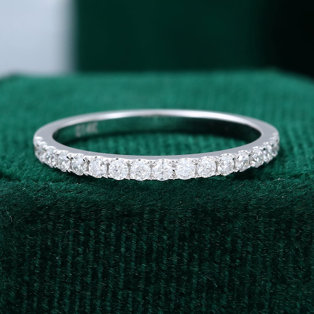 Moissanite Half Eternity Pavé Wedding Band In White Gold
