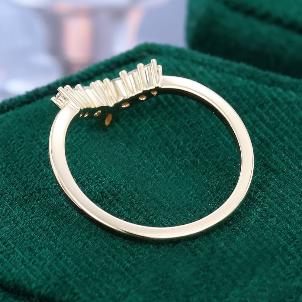Marquise & Round Cut Moissanite Curved Wedding Band
