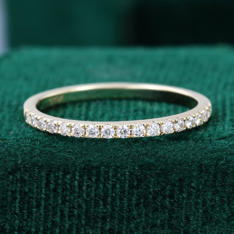 Moissanite Half Eternity Pavé Wedding Band In White Gold