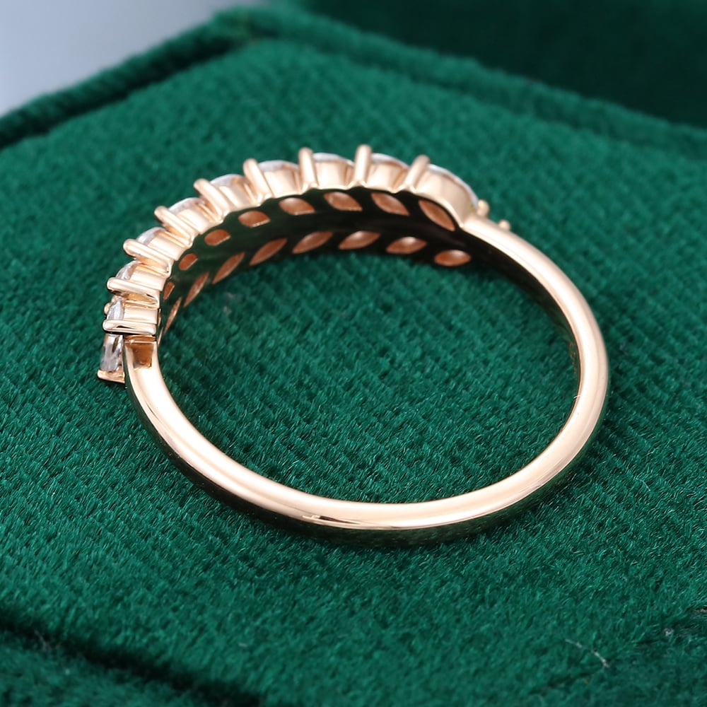 Rose Gold Marquise Cut Moissanite Wedding Band