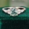 Round Cut Moss Agate Engagement and Promise Ring with Moissanite Accents (4)
