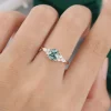 Round Cut Moss Agate Engagement and Promise Ring with Moissanite Accents-5