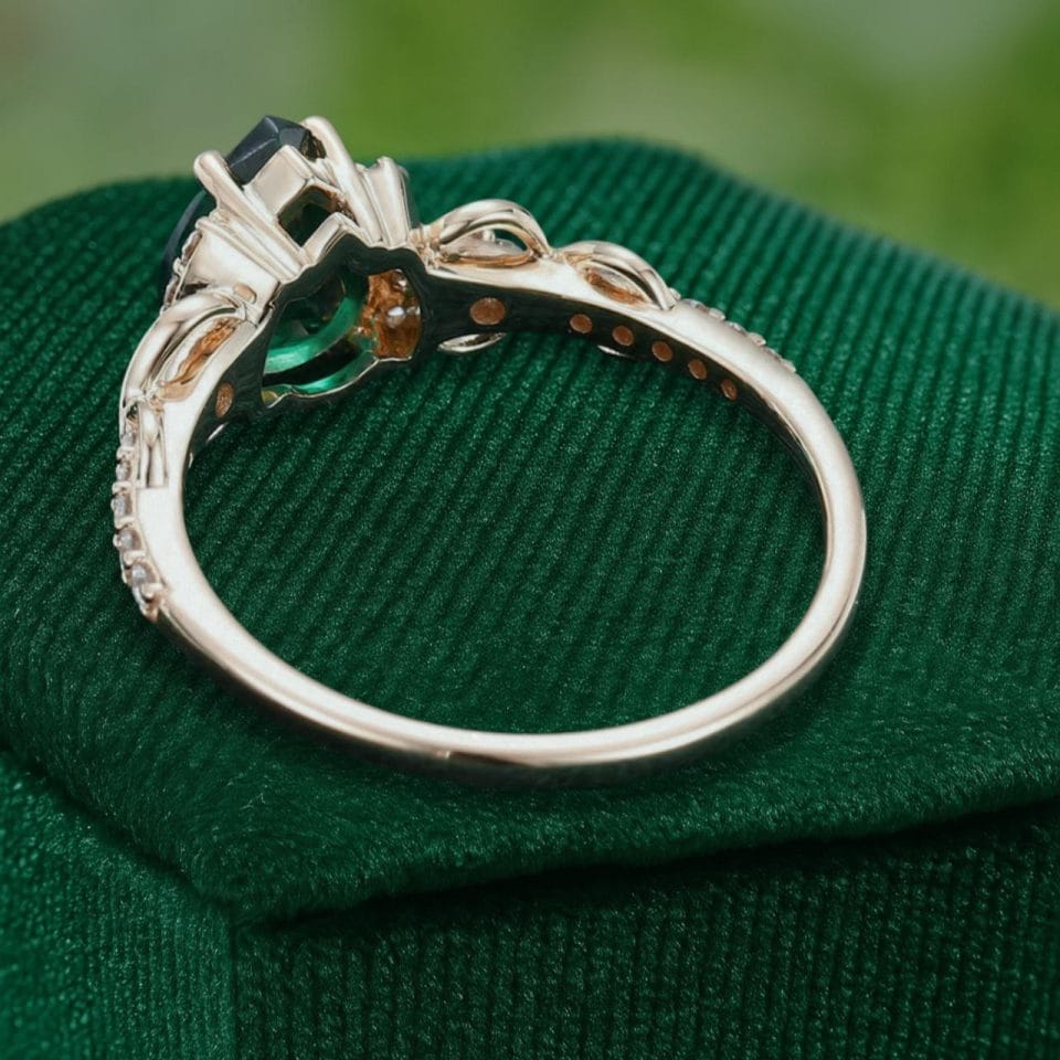 1 Carat Pear Cut Emerald Infinity Pavé Diamond Engagement Ring (5)