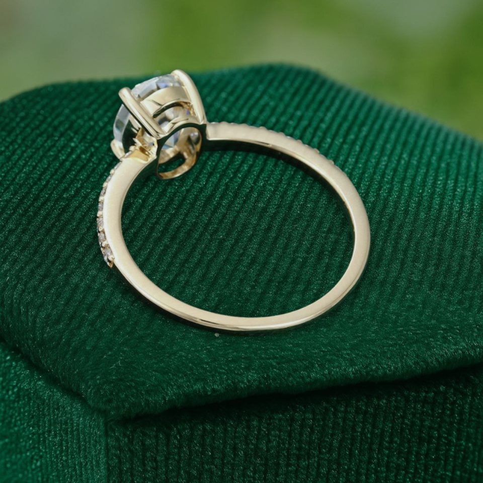 1.5 Carat Oval Moissanite Engagement Ring – Half Eternity Pavé Setting (5)