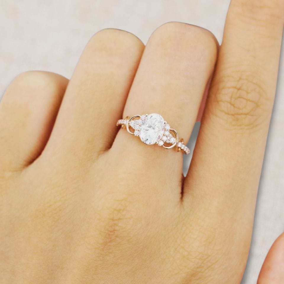 1.5CT Oval Cut Moissanite Infinity Pavé Engagement Ring – Elegant Twist of Forever (1)