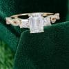 1CT Emerald Cut Moissanite Trio Stone Engagement Ring with Braided Pavé Band (6)