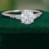 1CT Round Cut Moissanite Engagement Ring with Diamond Accents – Unique Bridal Jewelry (3)