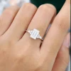2 Carat Emerald Cut Moissanite Engagement Ring with Classic Side Stones.0