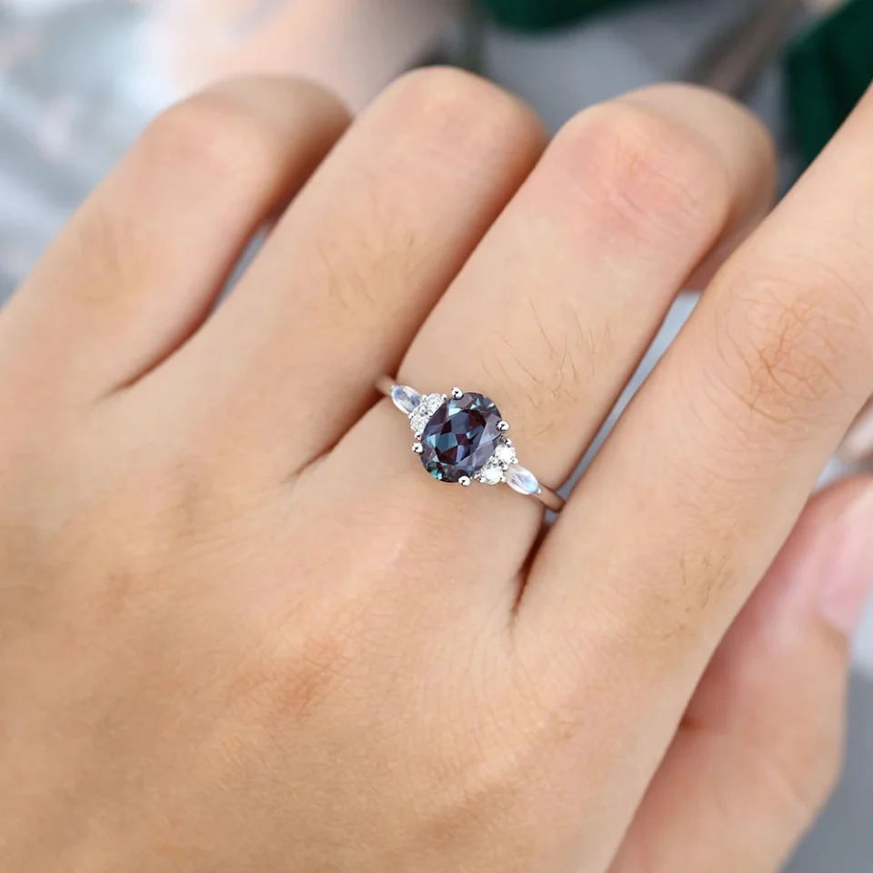 Alexandrite Engagement Ring with Moonstone Accents.0