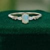 Asteria Oval Cut Natural Opal Dainty Engagement Ring with Trio Side Stones (1)