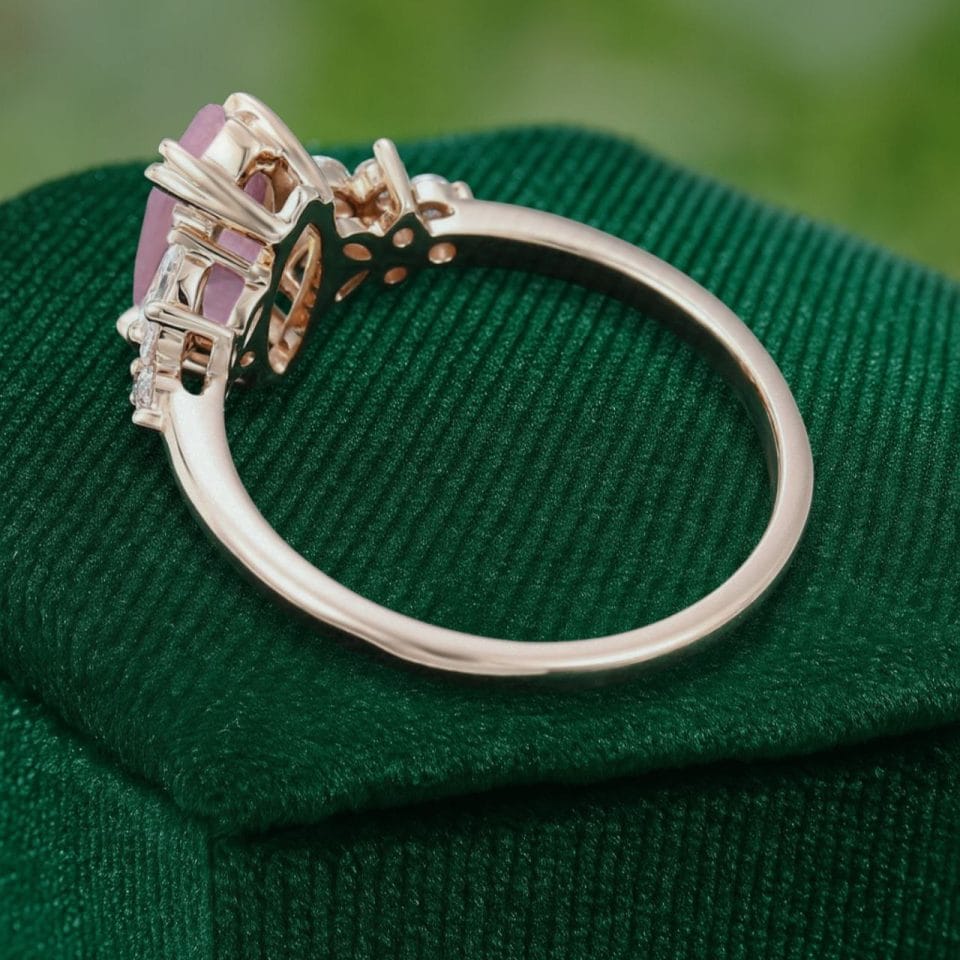 Blossom-Inspired Marquise Pink Opal Promise Ring with Moissanite Details (4)