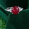 Classic Cluster 2 Carat Round Cut Ruby Engagement Ring (1)