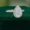 Classic Pear Shaped Moissanite Engagement Ring with Halo and Pavé Accents (4)