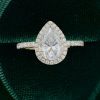 Classic Pear Shaped Moissanite Engagement Ring with Halo and Pavé Accents (5)