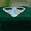 Classic Pear Shaped Moonstone Engagement Ring with Vintage Detailing in 14K White Gold (1)