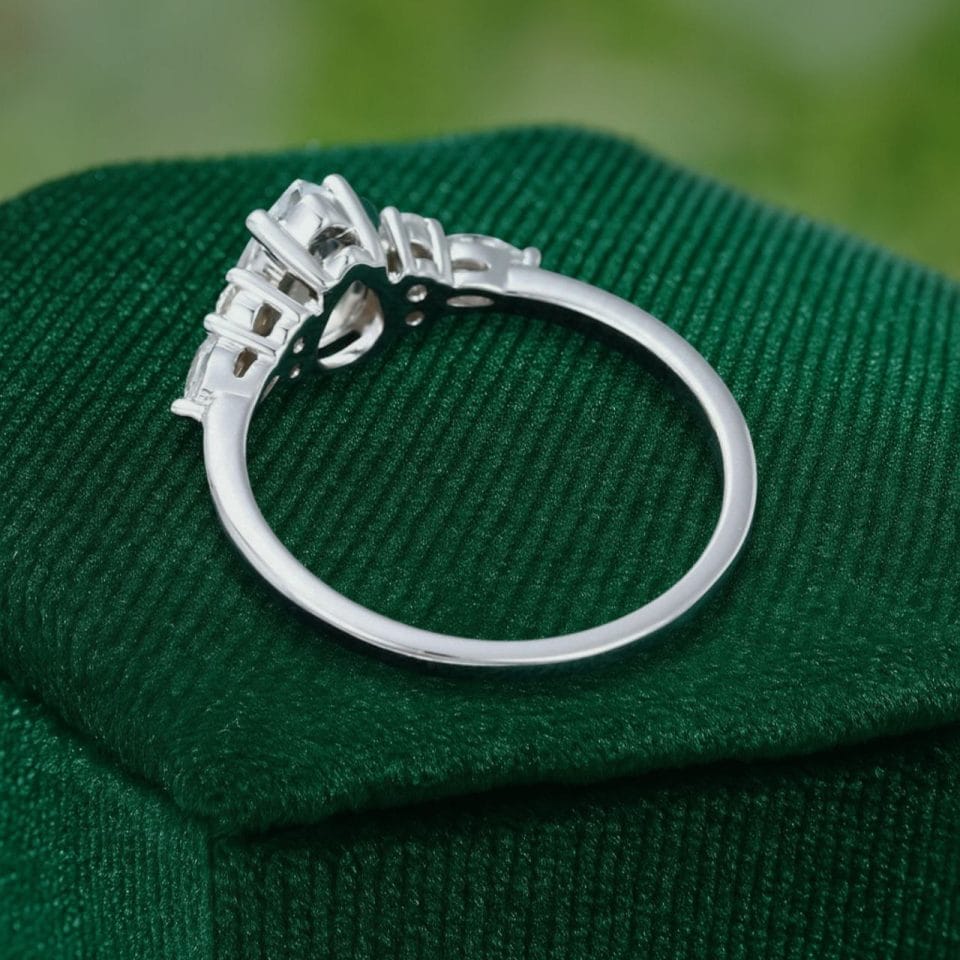 Classic Pear Shaped White Sapphire Ring in White Gold Setting (4)
