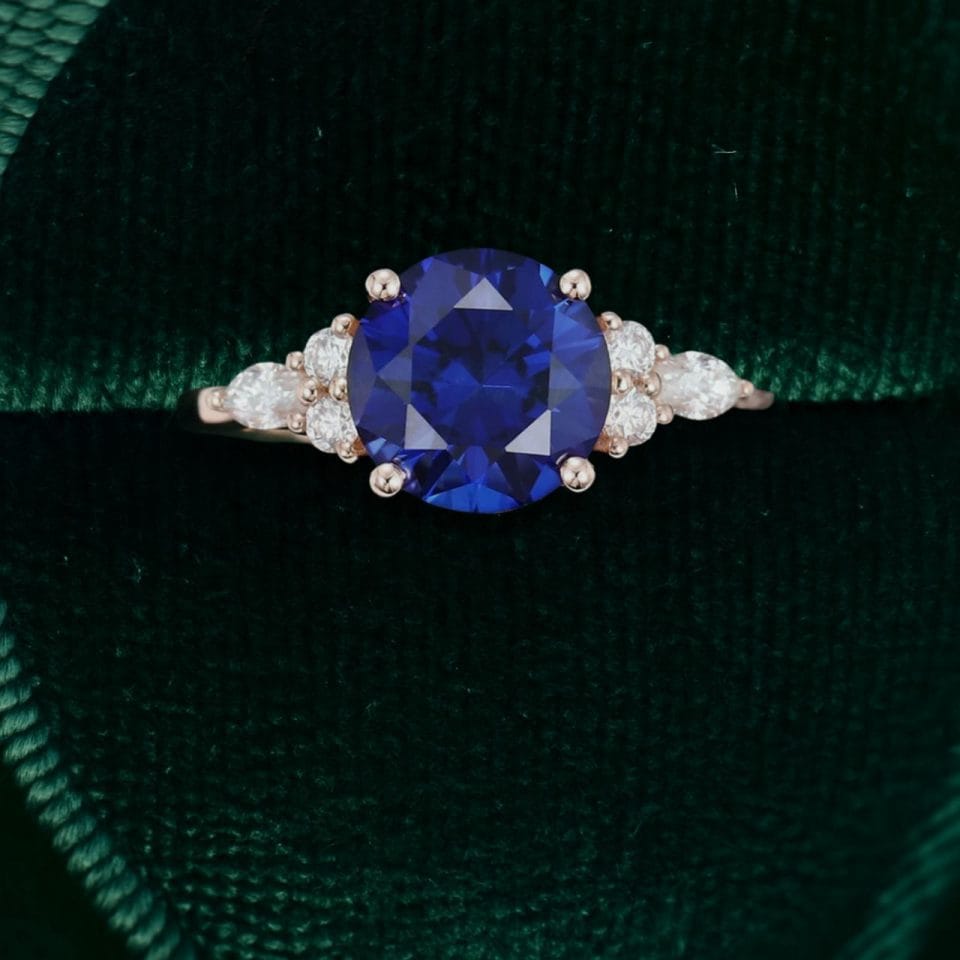 Classic Rose Gold 8MM Sapphire Engagement Ring – Dainty and Refined (3)