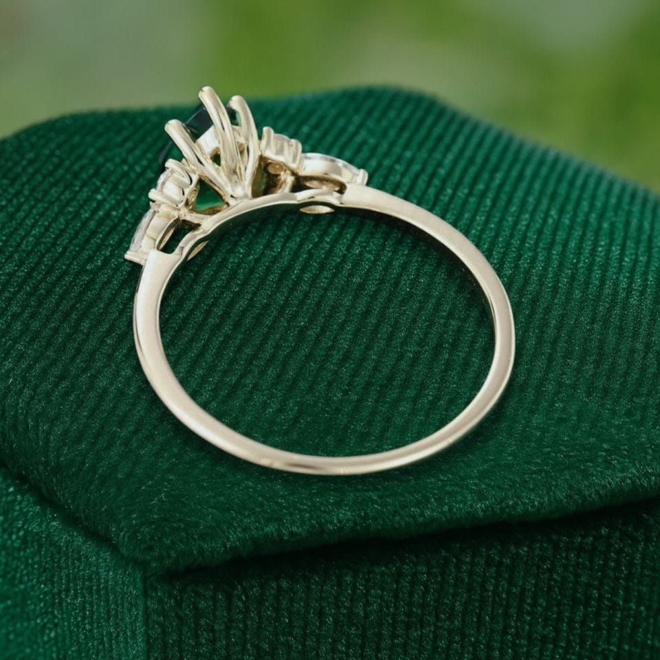 Classic Vintage Pear Shaped Emerald Ring – Romantic Anniversary Jewelry (5)
