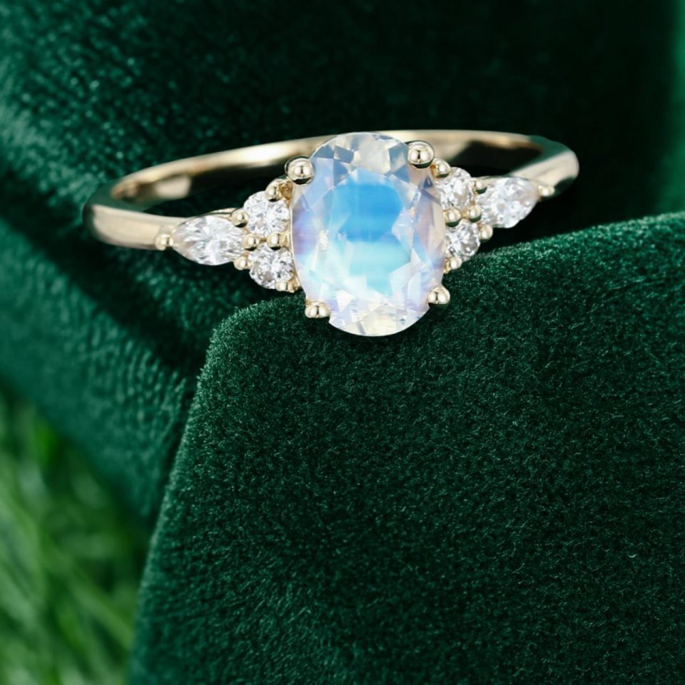 Dreamy Oval Moonstone Engagement Ring in Yellow Gold (1)