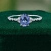 Elegant Cornflower Sapphire and Moissanite Engagement Ring – Oval Cut Design (1)