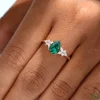 Elegant Pear Emerald Engagement Ring with Diamond Blossom Cluster Detailing (1)