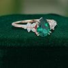 Elegant Pear Emerald Engagement Ring with Diamond Blossom Cluster Detailing (3)