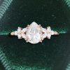 Elegant Pear Shaped Moissanite Engagement Ring Double Claw Setting Design (3)