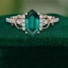 Elongated Hexagon Cut Lab Emerald Infinity Pavé Engagement Ring – Unique Rose Gold Bridal Ring (2)