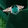 Elongated Hexagon Cut Lab Emerald Infinity Pavé Engagement Ring – Unique Rose Gold Bridal Ring (6)