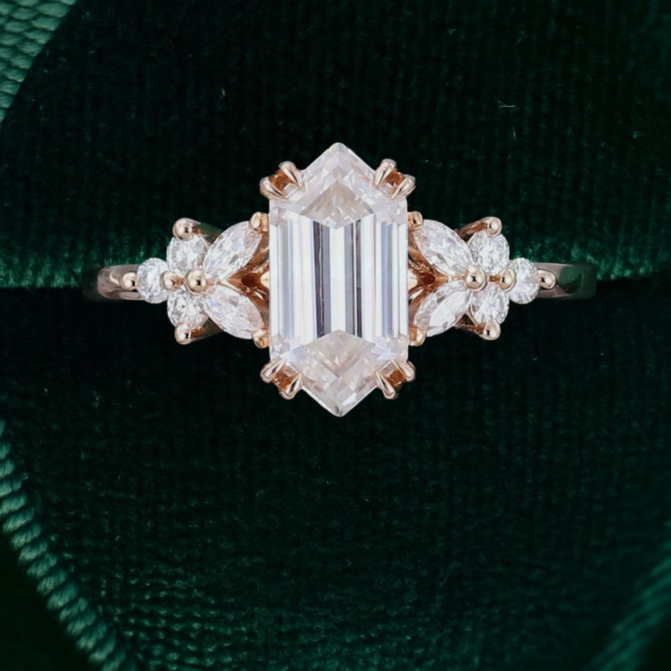 Elongated Hexagon Moissanite Ring – Unique Modern Engagement Ring (3)