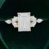 Emerald Cut Moissanite Engagement Ring with Marquise Side Stones (5)