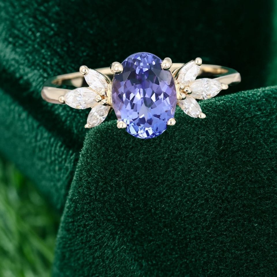 Eternal Love Oval Cut Tanzanite Engagement Ring in Yellow Gold (5)