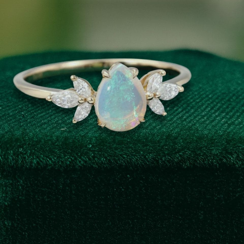 Ethereal Opal and Moissanite Wing Engagement Ring for Women (3)