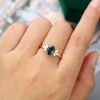 Green Blue Sapphire Engagement Ring in Oval Cut .0Design