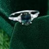 Green Blue Sapphire Engagement Ring with Moonstone Highlights (1)