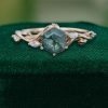 Hexagon Cut Moss Agate Nature-Inspired Promise Ring (1)