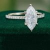 Hidden Halo Marquise Moissanite Engagement Ring with Elegant Pavé Band (4)