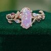 LeafLace Hexagonal Pink Opal Promise Ring with Moonstone & Amethyst Accents (2)