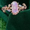 LeafLace Hexagonal Pink Opal Promise Ring with Moonstone & Amethyst Accents (6)