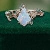 LeafLace Kite Cut Lab Opal Engagement Ring with Moss Agate Accents (2)