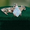 LeafLace Kite Cut Lab Opal Engagement Ring with Moss Agate Accents (3)