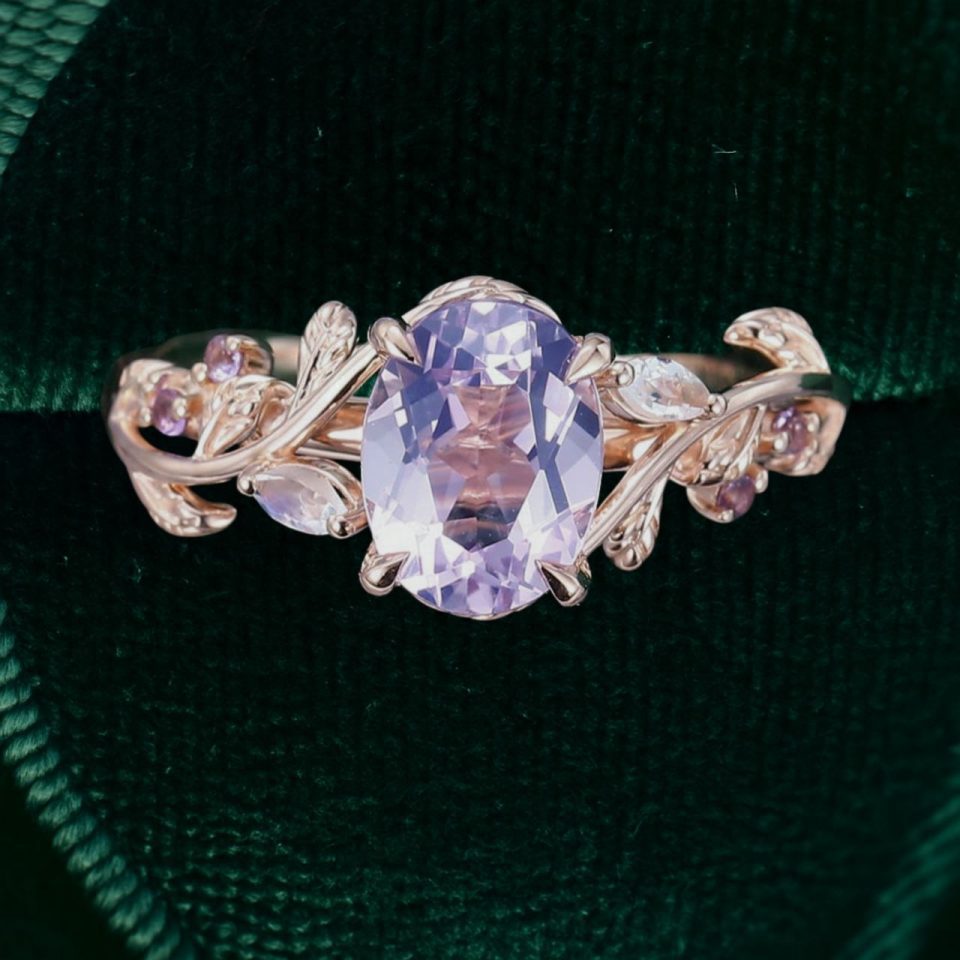 LeafLace Soft Vibe Oval Cut Lavender Amethyst Promise Ring (4)