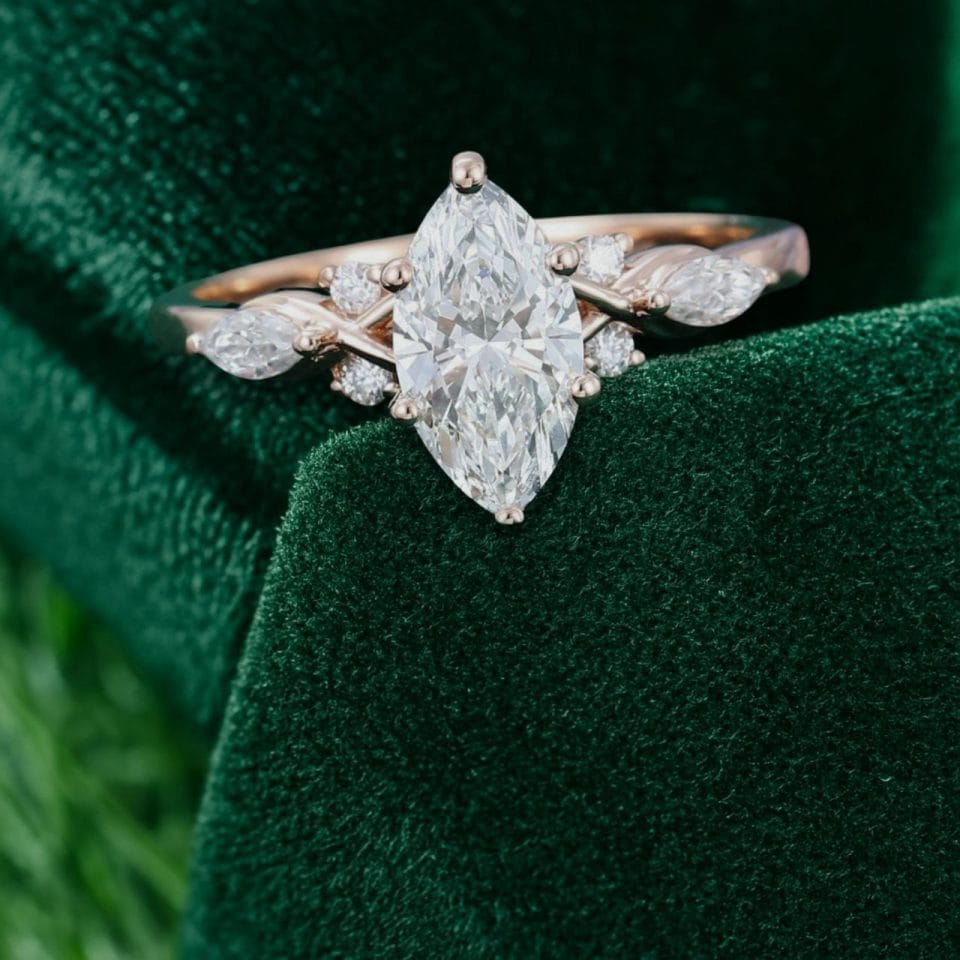 Luxury 1CT Marquise Cut Lab Diamond Ring with Art Deco Detailing (2)
