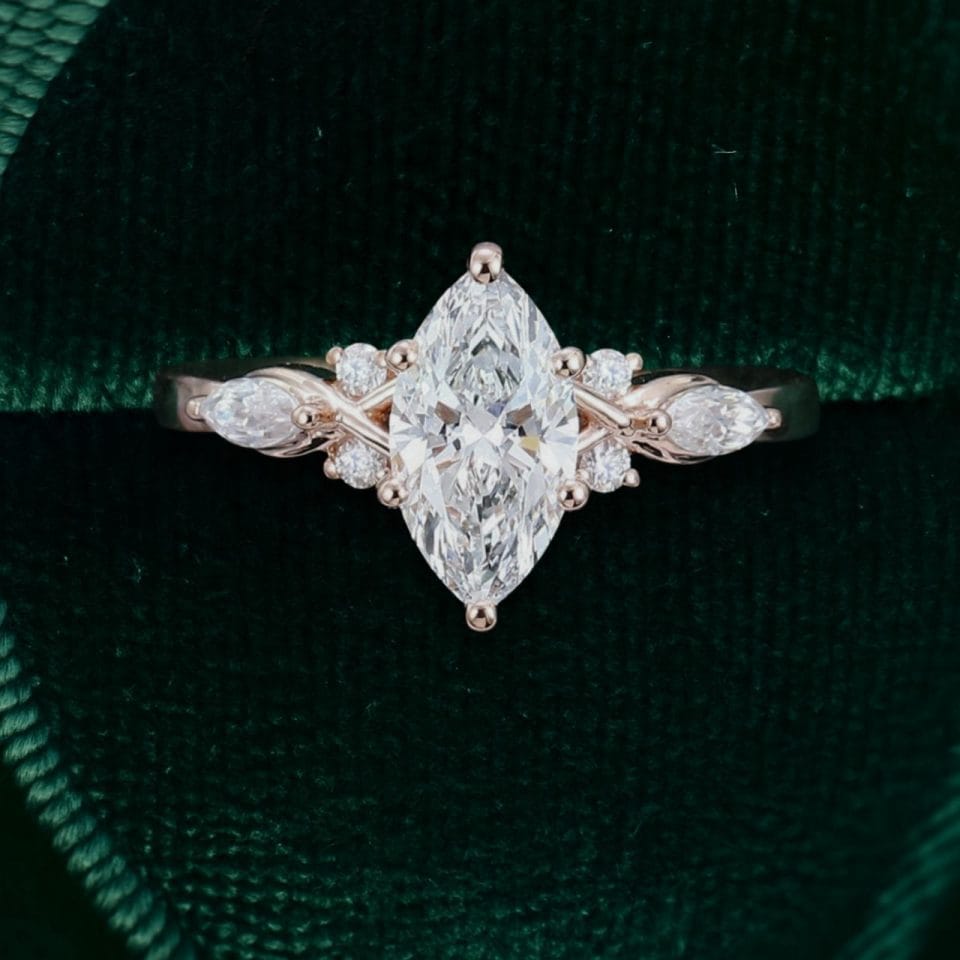 Luxury 1CT Marquise Cut Lab Diamond Ring with Art Deco Detailing (5)