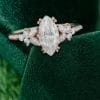 Marquise Cut Moissanite Engagement Ring with Double Claw Blossom Accent .0