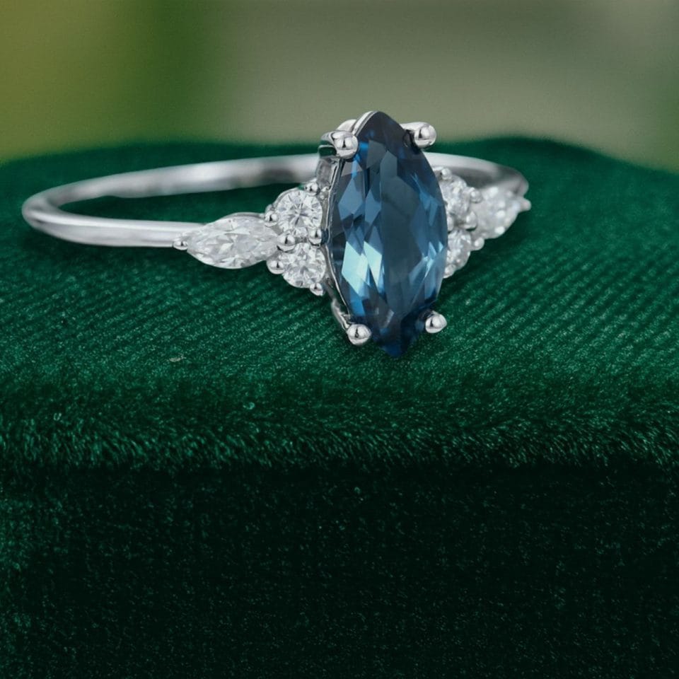 Marquise Shaped London Blue Topaz Ring – Timeless Engagement Jewelry (2)