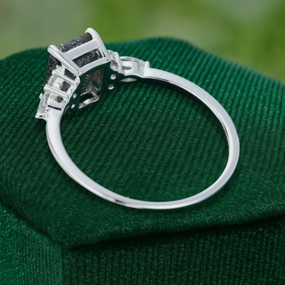 Modern Emerald Cut Black Rutilated Quartz Ring for Engagement (4)
