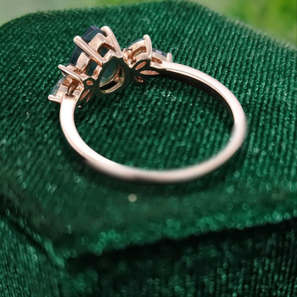 Nature-Inspired Teardrop Moss Agate Promise Ring with Marquise Details (1)